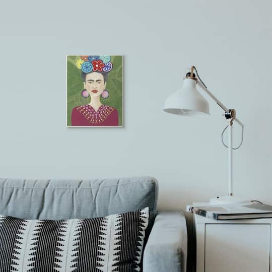 Stupell Industries Frida Portrait on Background Wall Art Plaque